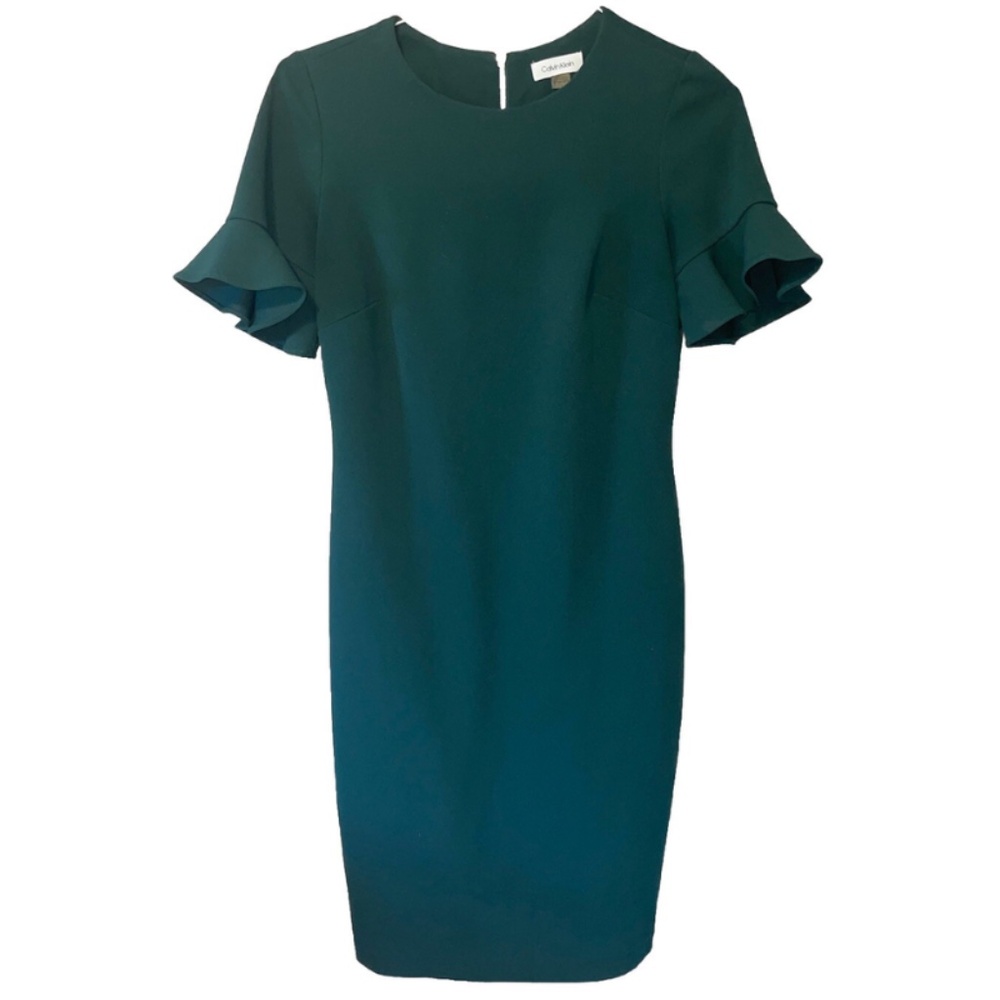 Calvin Klein Women’s Tulip Sleeve Sheath Bodycon Green Dress  Size 6